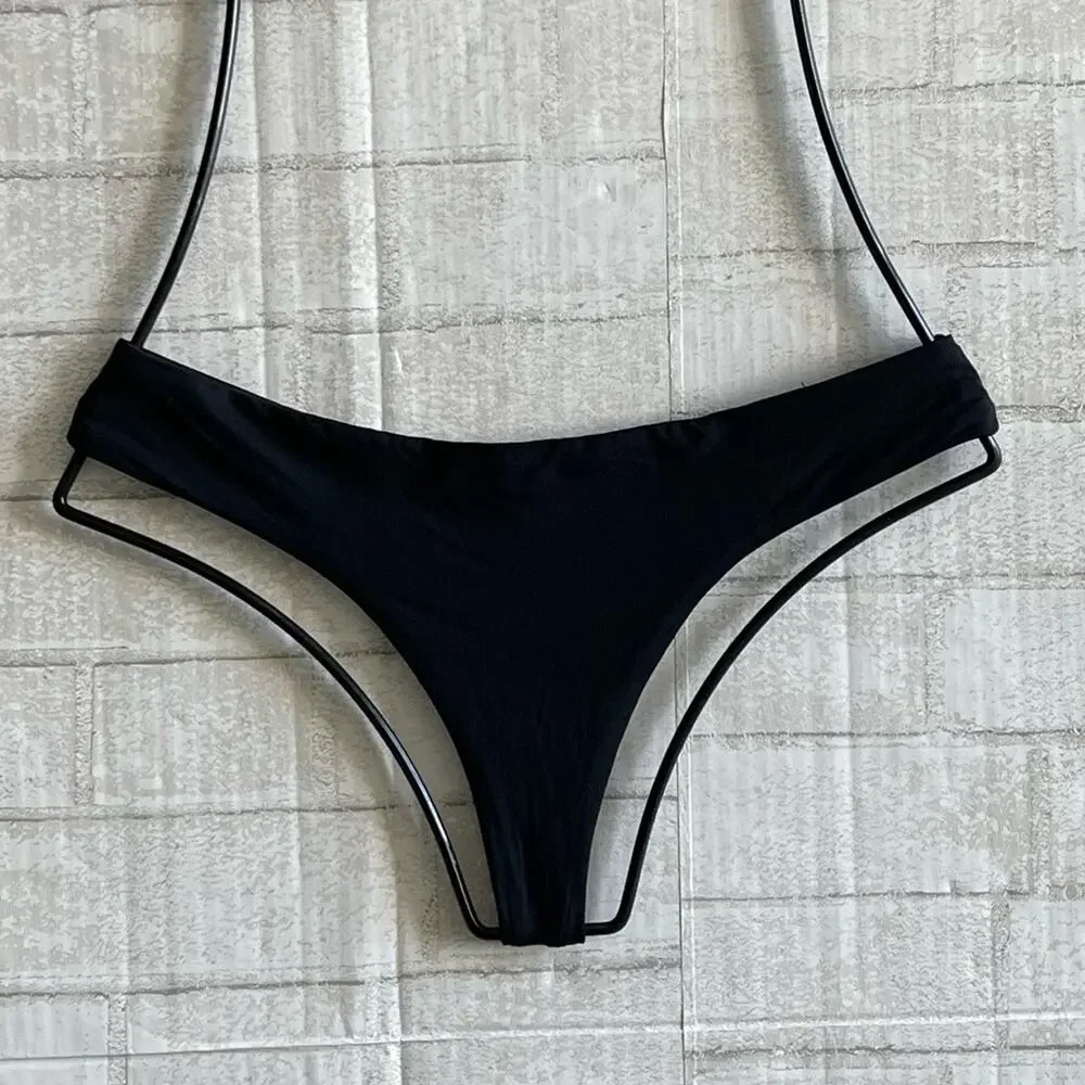 NWT L*Space Rio Seamless Itsy Cheeky Coverage Bikini Bottom Black Bestseller $70